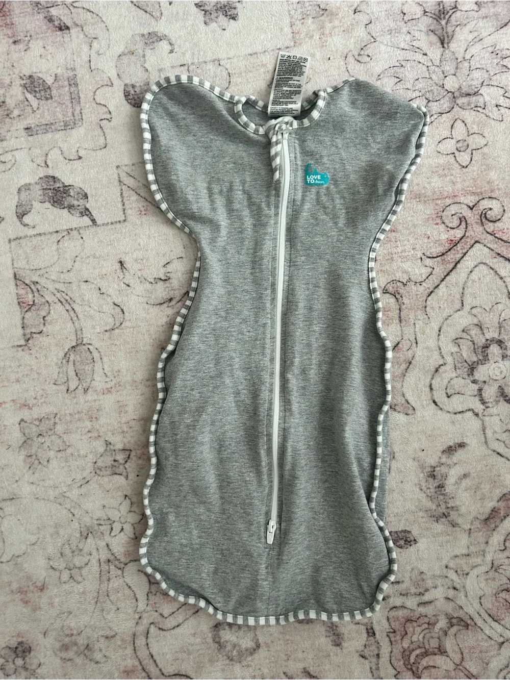 Love to dream Grey Swaddle Sleep Sack with Stripe Trim